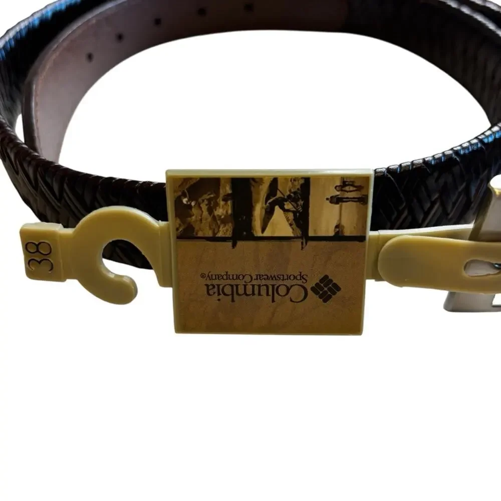 Columbia Brown Leather Woven Belt Men's XL |‎ Braided Dress Casual NWT